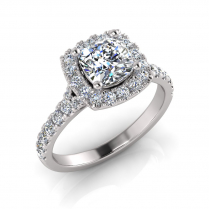 Cushion Halo Scalloped Set Split Ring