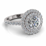 Round Double Halo Scalloped Set Ring