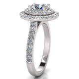 Round Double Halo Scalloped Set Ring