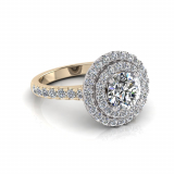 Round Double Halo Scalloped Set Ring