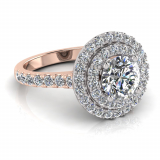 Round Double Halo Scalloped Set Ring