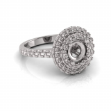 Round Double Halo Scalloped Set Ring