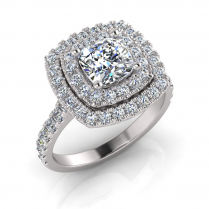 Cushion Double Halo Scalloped Set Ring