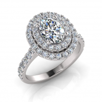 Oval Double Halo Scalloped Set Ring