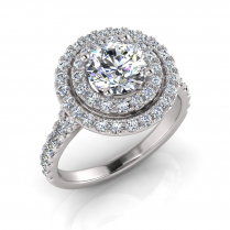 Round Double Halo Scalloped Set Split Ring