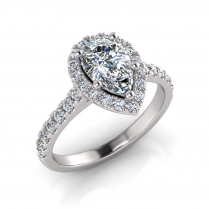 Pear Halo Scalloped Set Ring