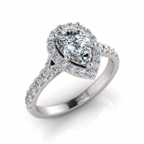 Pear Halo Scalloped Set Split Ring