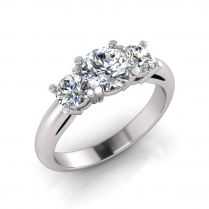 Half Round Shank | Four Claw Double Bezel Three Stone Setting