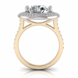 Oval Claw Set & Double Halo Pave Set Ring