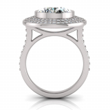 Oval Bezel Set & Double Halo Pave Set Ring