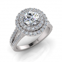 Round Double Halo Scalloped Set Ring