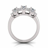 Three Stone Claw Set Scalloped Halo | Half Round Shank