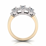 Three Stone Claw Set Scalloped Halo | Half Round Shank