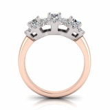 Three Stone Claw Set Scalloped Halo | Half Round Shank