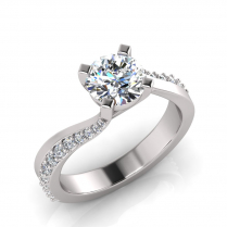 Round Four Claw And Pave Set Twist Band Shank