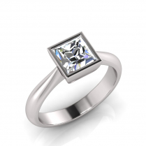 Princess Bezel Set Setting | Half Round Shank