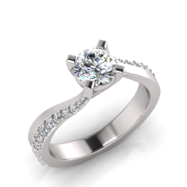 Round Four Claw | Pave Set Twist Band Shank