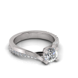 Round Four Claw | Pave Set Twist Band Shank