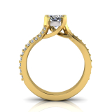 Round Four Claw | Pave Set Twist Band Shank