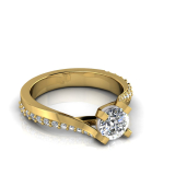 Round Four Claw | Pave Set Twist Band Shank