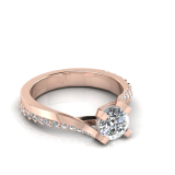 Round Four Claw | Pave Set Twist Band Shank