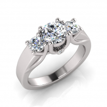 Round Three Stone Cross Over Ring | Flat Shank