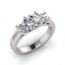 Round Three Stone Cross Over Ring | Flat Shank