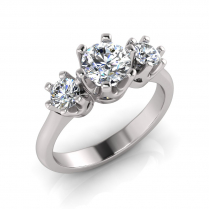 Round Three Stone Six Claw Settings | Half Round Shank