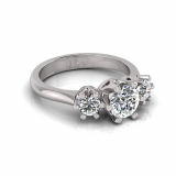 Round Three Stone Six Claw Settings | Half Round Shank