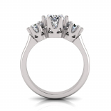 Round Three Stone Six Claw Settings | Half Round Shank