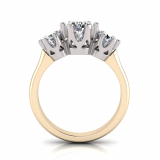 Round Three Stone Six Claw Settings | Half Round Shank