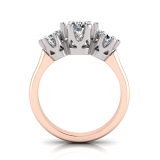 Round Three Stone Six Claw Settings | Half Round Shank