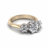 Round Three Stone Six Claw Settings | Half Round Shank