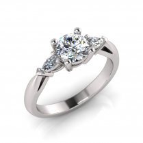 Round And Pear Three Stone| Half Round Shank