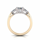 Round And Pear Three Stone| Half Round Shank