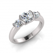 Round Three Stone Bar Set| Half Round Shank