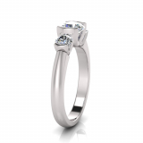 Round Three Stone Bar Set| Half Round Shank