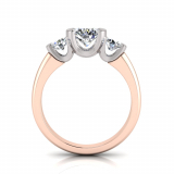 Round Three Stone Bar Set| Half Round Shank