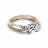 Round Three Stone Bar Set| Half Round Shank