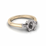 Round And Baguette Claw Set| Half Round Shank