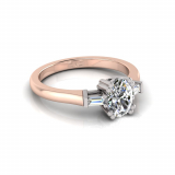 Round And Baguette Claw Set| Half Round Shank