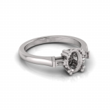 Round And Baguette Claw Set| Half Round Shank