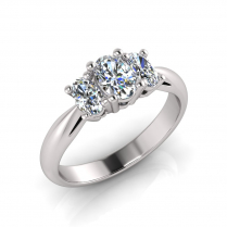 Oval Three Stone Claw Set I Half Round Shank