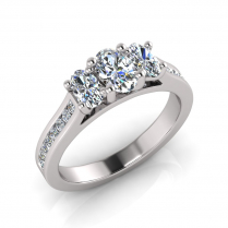 Oval Three Stone Claw Set I Flat Channel Set Shank