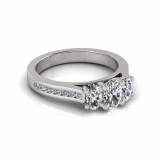 Oval Three Stone Claw Set I Flat Channel Set Shank