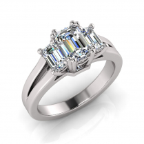 Emerald Three Stone Claw Set | Split Flat Shank