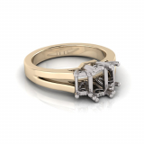 Emerald Three Stone Claw Set | Split Flat Shank