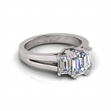 Emerald Three Stone Claw Set | Split Flat Shank