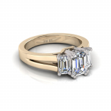 Emerald Three Stone Claw Set | Split Flat Shank