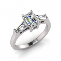 Emerald And Tapered Baguette I Half Round Shank